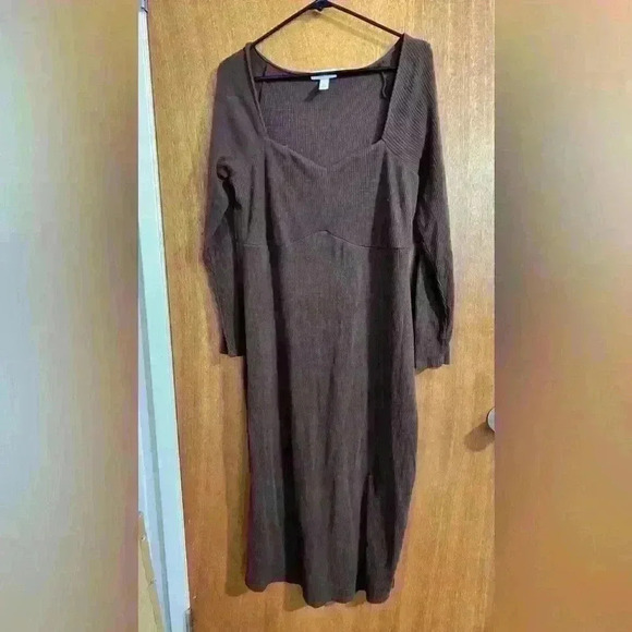 Chocolate brown maxi fitted dress size XL classy style - Picture 1 of 3